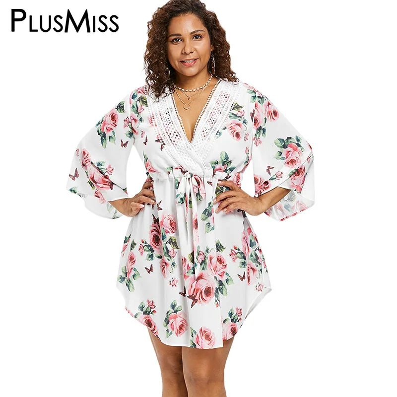 PlusMiss размера плюс с цветочным принтом Цветочный принт пляжное платье в богемном