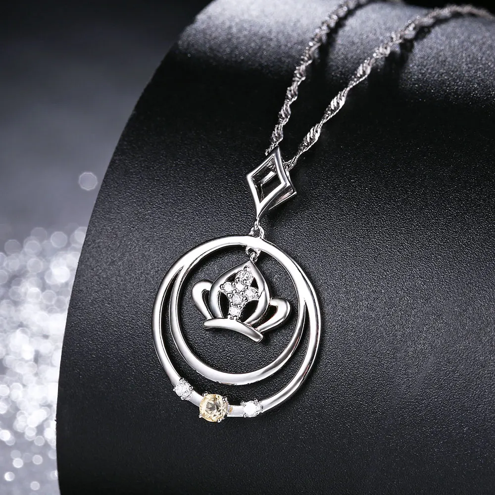 Женское ожерелье из серебра 925 пробы с натуральным Цитрином|jewelry necklace pendants|jewelry
