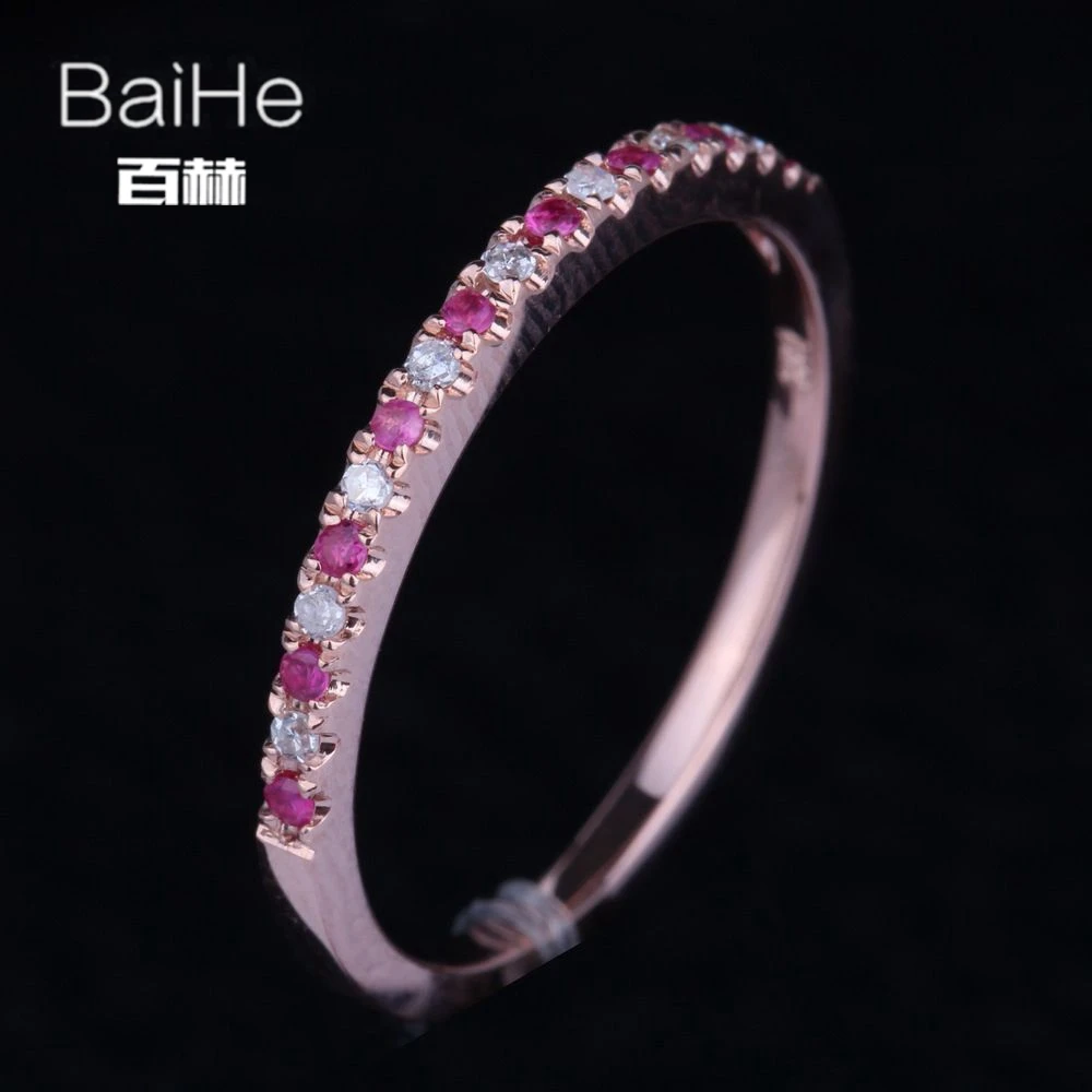 BAIHE однотонное 14K розовое золото 0.2CT H/SI круглые натуральные бриллианты камни