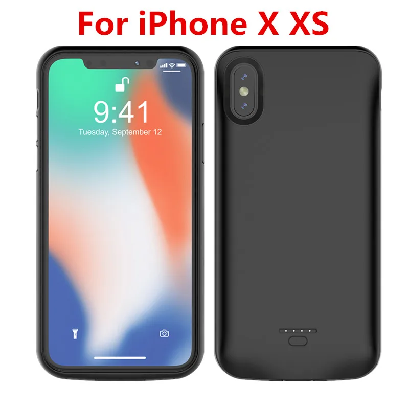 4000 мА/ч, Батарея Зарядное устройство чехол для iPhone 6 6S 7 Plus 5 5S SE чехол Powerbank Зарядное устройство чехол для iPhone 11 11 Pro X/XR/XS Max Батарея чехол - Цвет: for iPhone XXS Black