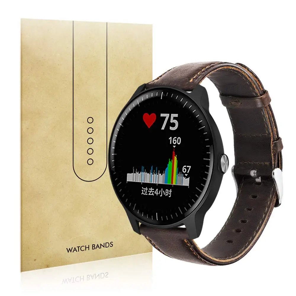 Coffee Кожаный ремешок TORQUILA для Garmin Vivoactive 3/Vivoactive 3 Music/Forerunner 645 Music Smartwatch ремешок из воловьей кожи Замена - Цвет ремешка: Coffee