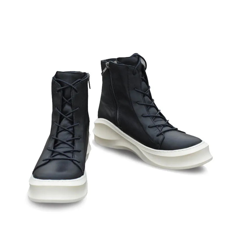 Мужские мотоциклетные ботинки из натуральной кожи на шнуровке|footwear|footwear menfootwear