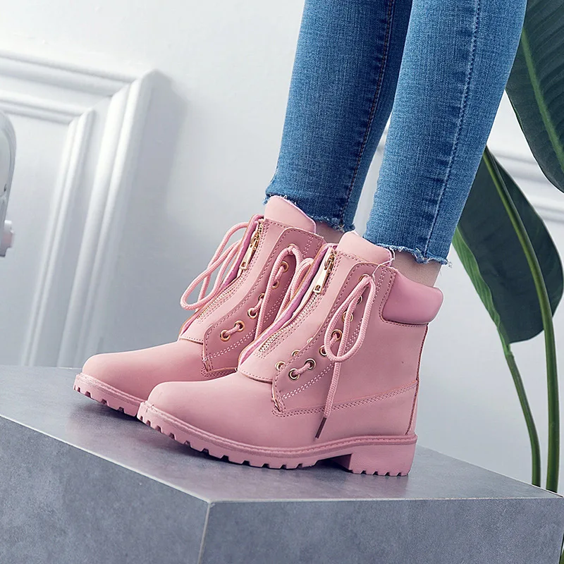 

Winter snow women boots 2022 new fashion solid winter ankle boots women round toe women shoes lace-up square heel ladies shoes