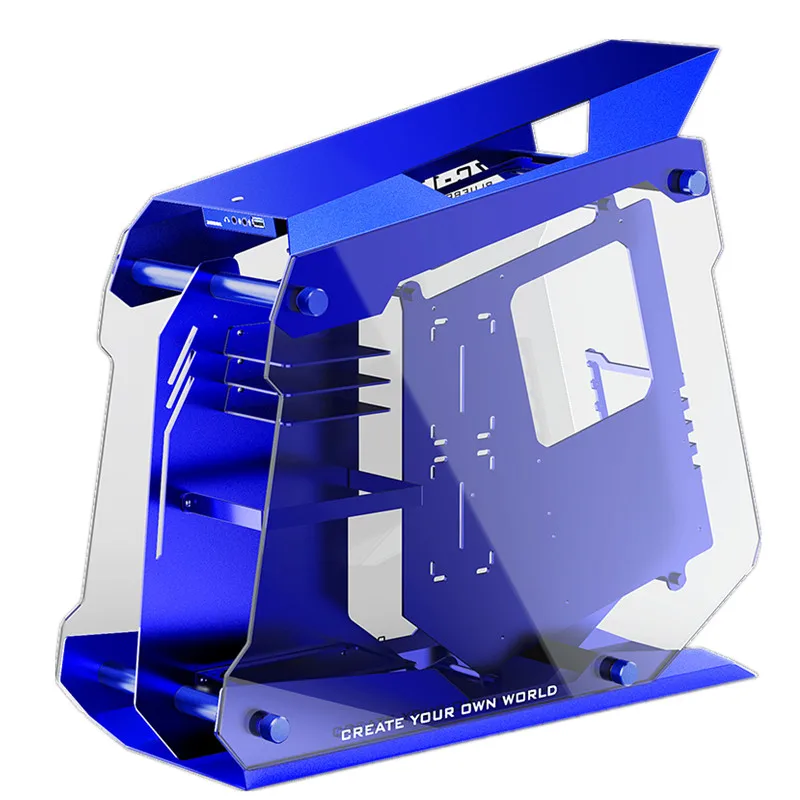 Blue Zeaginal Blueberry flash Gaming ATX корпус полный алюминий+ закаленное стекло мод водяное охлаждение геймерский корпус настольный - Цвет: Blue