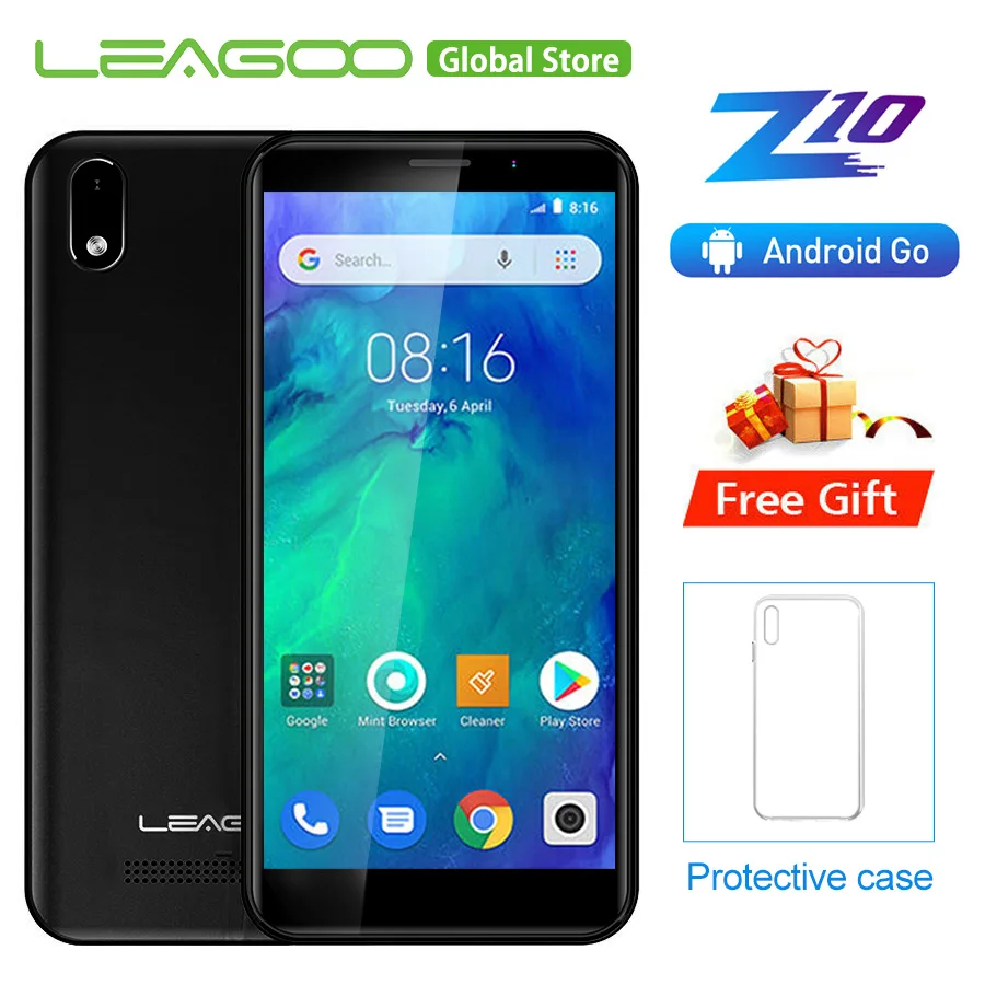 LEAGOO Z10 Android O Go 18:9 5 0 &quot1 ГБ ОЗУ 8 Гб ПЗУ смартфон 2000 мАч 960*480 MT6580M четырехъядерный