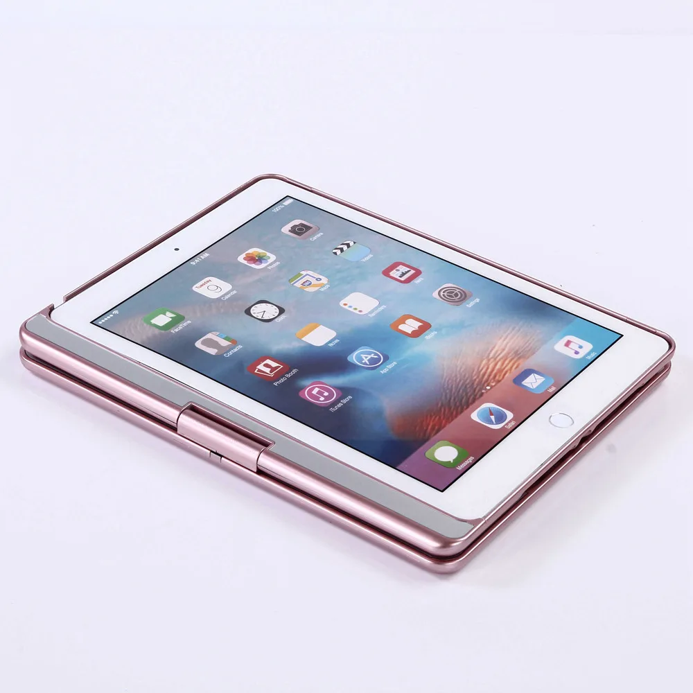 Для iPad 9,7 360 градусов вращения беспроводной Bluetooth русский/Иврит/Испанский Клавиатура чехол с 7 цветов светодиодный подсветка