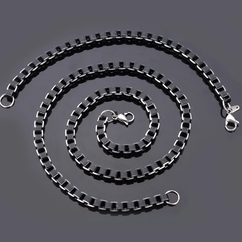 Аксессуары для мужчин набор цепочек в черной коробке из нержавеющей стали 316L