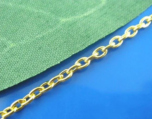 

DoreenBeads 300cm Gold color Chains Findings 3x2mm Hot new