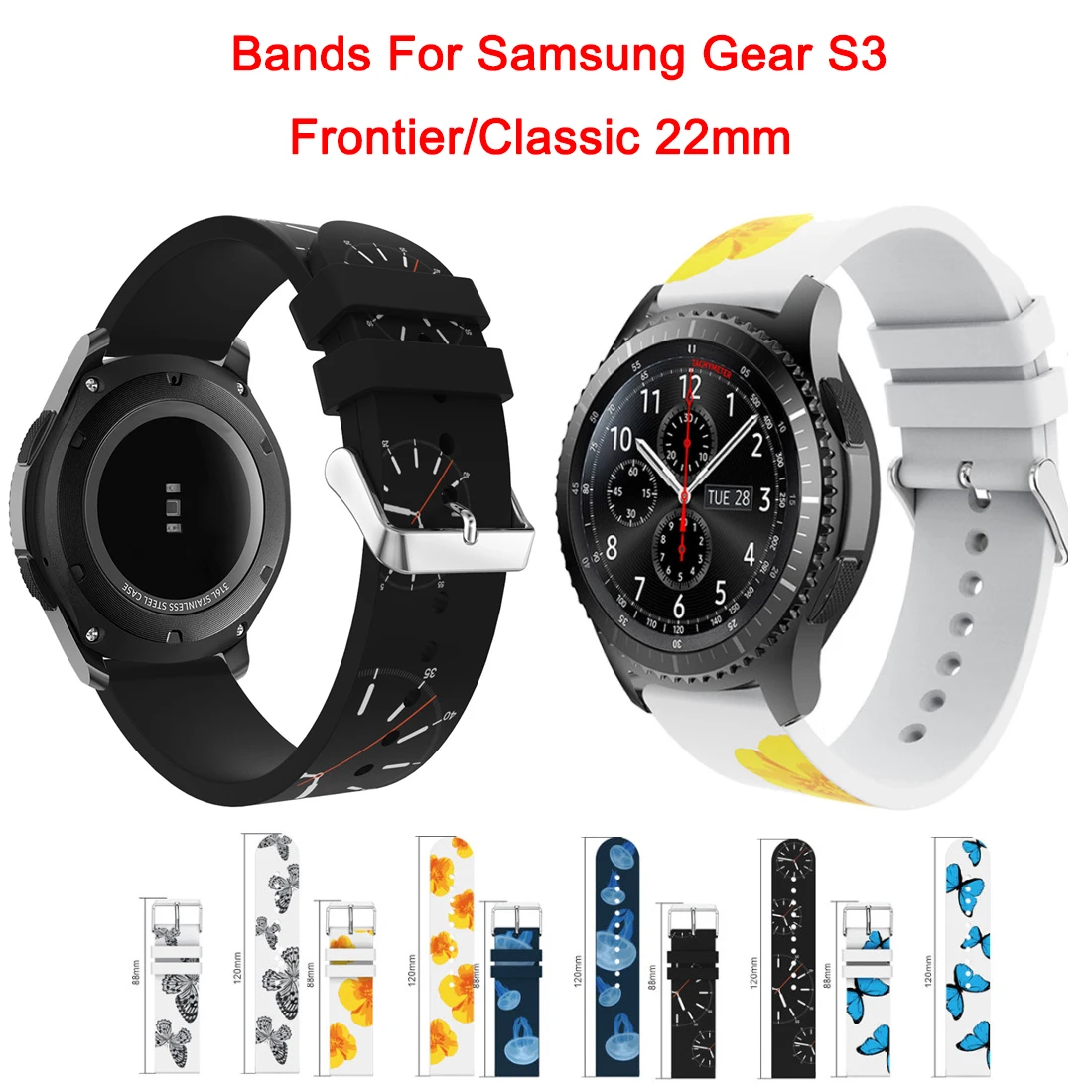 Bands For Samsung Gear S3 Frontier/Classic Watch Individuality Fashion Style Replecement Theme Printing Silicone Strap 22mm | Наручные