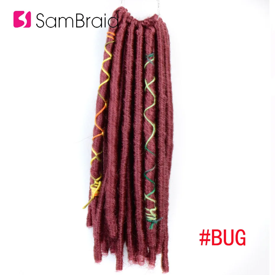 Sambraid 14 дюймов 12 прядей/упаковка искусственные локоны в стиле Crochet волосы синтетические волосы для наращивания мягкие дреды вязанные крючком волосы для женщин - Цвет: # Бордовый