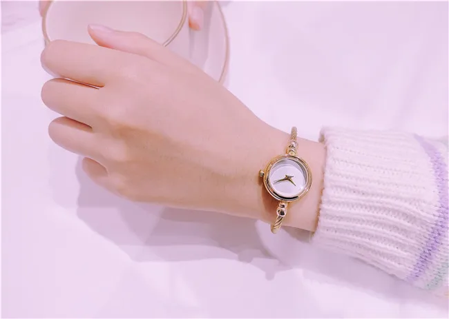 Rose gold white Популярные женские часы-браслет модные тонкие цепи женские часы элегантные маленькие Циферблат Женские часы супер Простые Стальные женские часы - Цвет: Rose gold white
