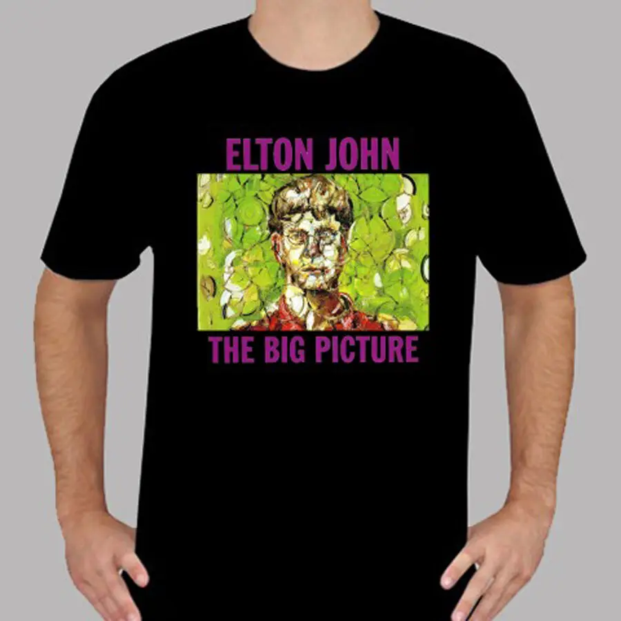 

New Elton John *The Big Picture Music Legend Men's Black T-Shirt Size S to 3XL Summer New Men Cotton T-Shirt top tee