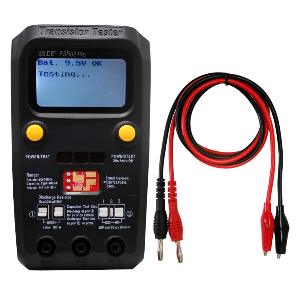 BSIDE ESR02 PRO Цифровой транзистор SMD компоненты тестер Диод Триод Емкость индуктивность мультиметр ESR метр P1080
