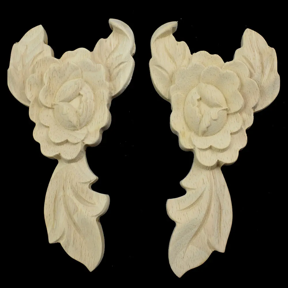 Деревянные резные Угловые Аппликации натуральные Цветочные Резные декоративные
