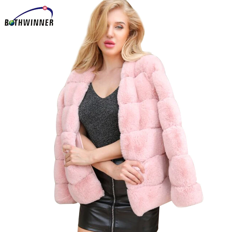 

Шуба из норки женская, теплая, розовая, из искусственного меха