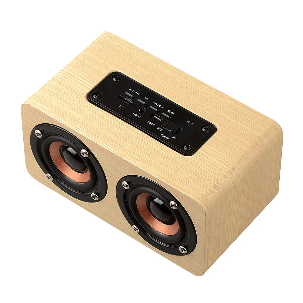 W5 Red Wood Grain Bluetooth Speakers Bass Subwoofer Sound Bar Dual Louderspeakers Hands-free Speaker w/ Mic 3.5mm AUX-IN TF Card |