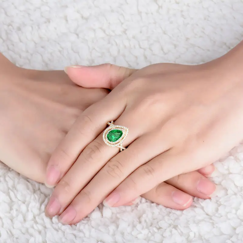 Женское кольцо из желтого золота 14kt с натуральным бриллиантом 7x9 мм|ring toggle|ringring
