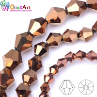 olingart 3mm4mm6mm8mm bicone upscale austrian crystals copper color beads loose bead bracelet diy jewelry making accessories