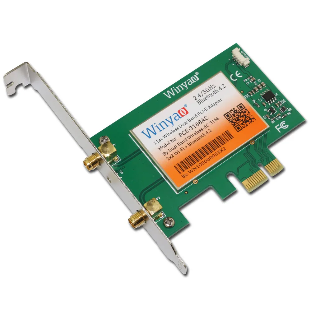 Winyao PCE-3168AC Двухдиапазонная PCI-E X1 настольная беспроводная WiFi карта 433 Мбит/с с Bluetooth