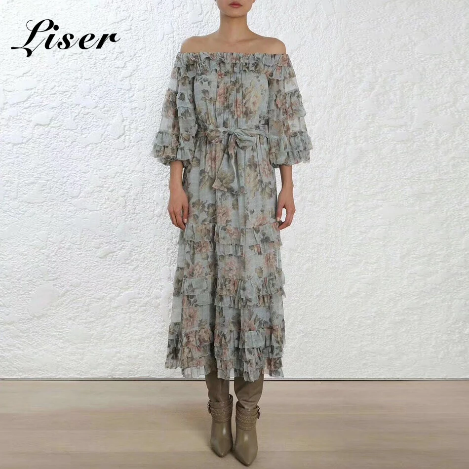 Женское платье с поясом Liser зеленое/розовое облегающее вырезом лодочкой и