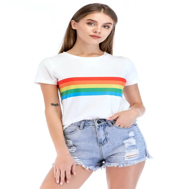2018 Новые Топы Горячая футболки Женская печати Хлопок t shirt рубашка с короткими