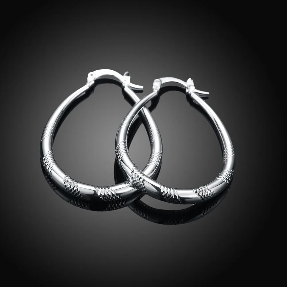 Серьги кольца MOONROCY серебряного цвета Простые овальные винтажные модные