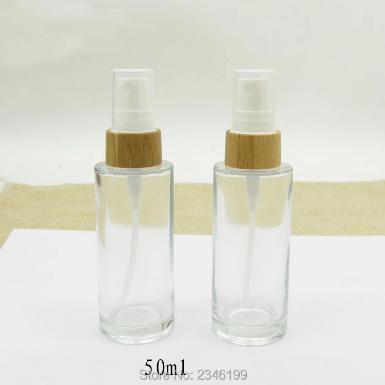 50ML 10pcs/lot Empty DIY Bamboo Cosmetic Spray Bottle Glass Clear Container Frosted Matte Liquid Storage | Красота и здоровье