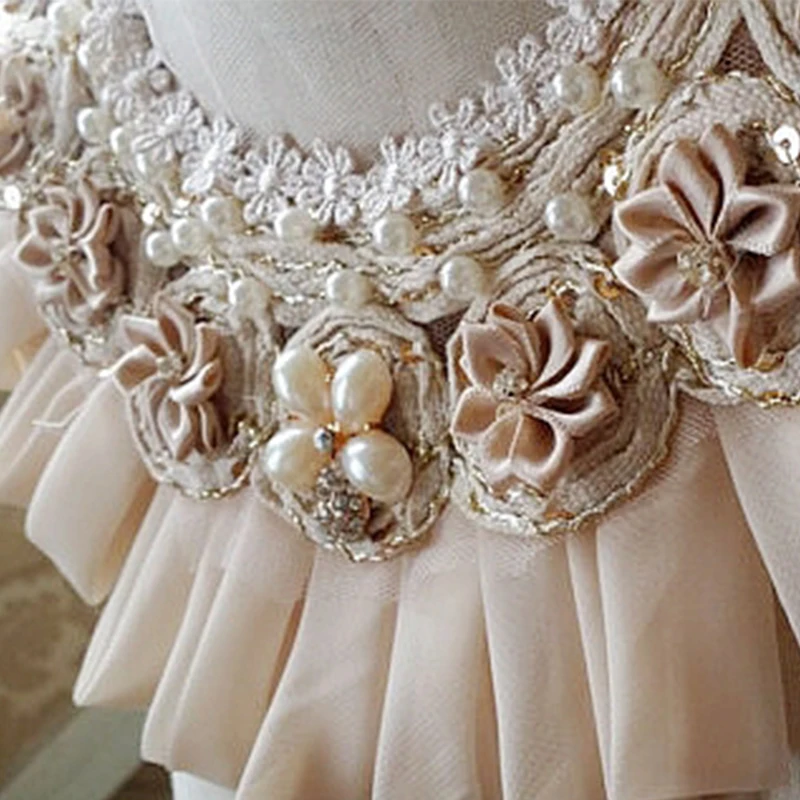 Жемчужным бисером патчи 1 шт. шифоновая аппликация атласное платье с цветочной