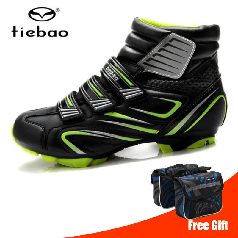 add bag TIEBAO sapatilha ciclismo mtb Зимняя велосипедная обувь педаль SPD набор кроссовки мужские велосипедные самоблокирующиеся горные велосипедные ботинки - Цвет: add bag