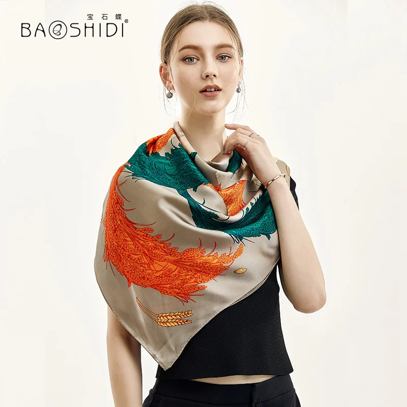 Женский шарф из 100% шелка BAOSHIDI толстый натурального 16 момме 106*106 см |