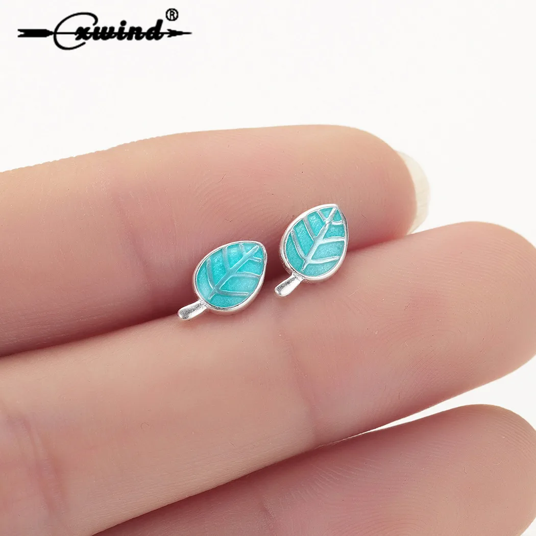 

Cxwind Fashion Green Leaf Stud Earrings for Women Cute Tree Leaves Earring Party Gifts for Kid Girl Earring oorbellen Wholesale