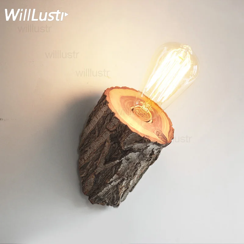 

Natural elm Wood Wall Sconce light wild wood wall lamp country light living room restaurant cafe bedroom hotel lighting