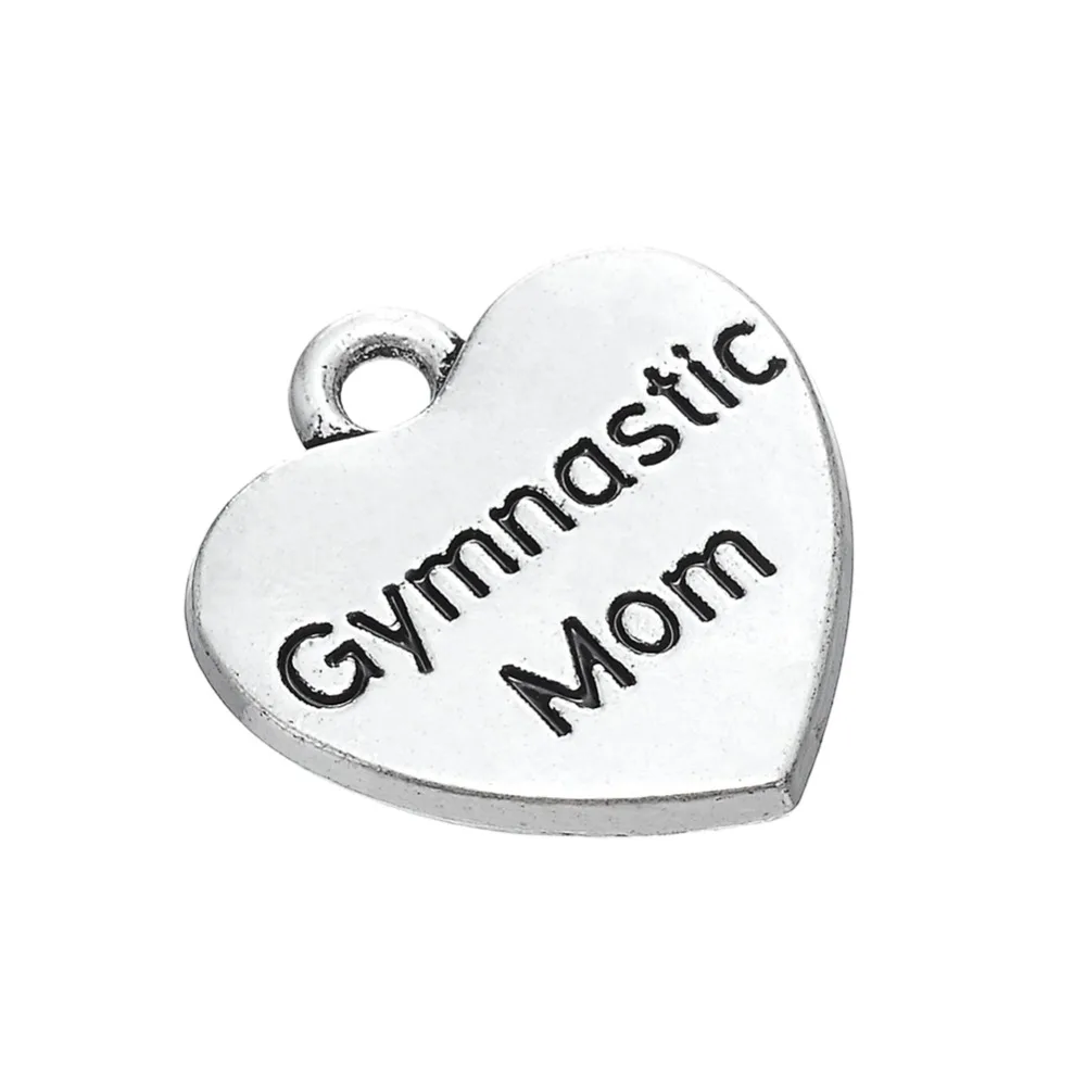 

my shape 20pcs heart gymnastic mom sporty charm engraved pendant