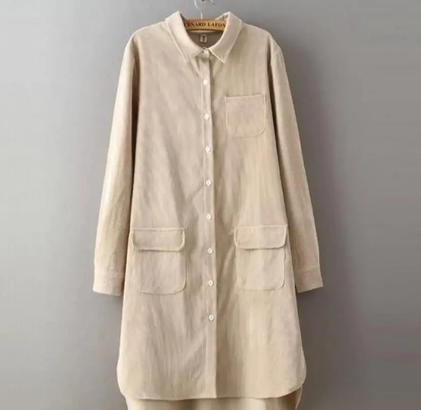 Весна Осень 2019 Новое поступление Женская Длинная блузка однотонная свободная