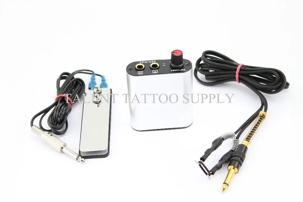Высокое качество мини-источник питания татуировки в серебре с педалью