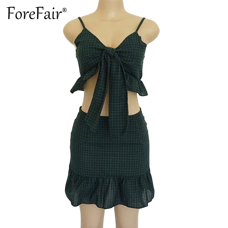 Forefair клетчатые костюмы с юбкой комплекты из 2 предметов женская одежда