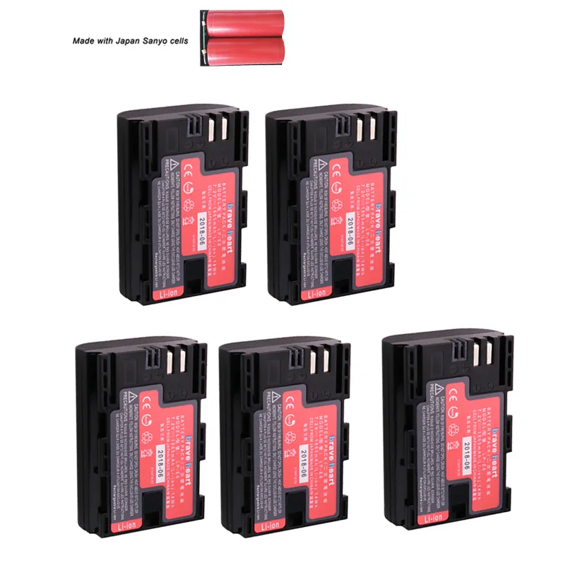5x Япония Sanyo батарея LP-E6 LPE6 LP E6 E6N Аккумулятор для камеры Canon DSLR EOS 5D Mark II Mark III 60D 60Da 7D 70D 6D