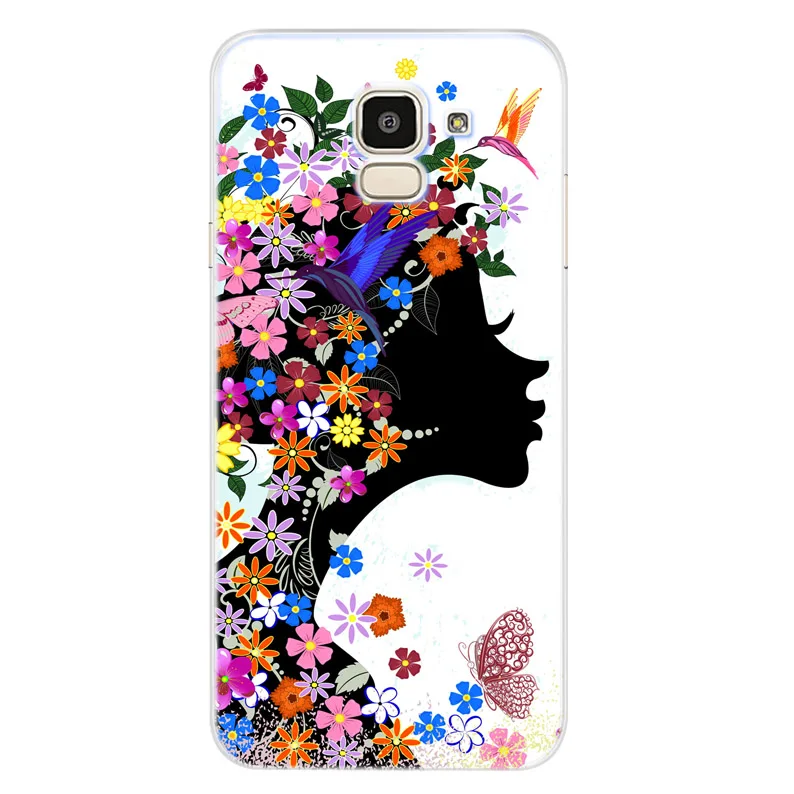 Case For Samsung Galaxy A30 A50 J1 J3 J4 J5 J6 J7 A3 A5 A7 A8 2016 2017 2018 Soft TPU Silicone Flower girl Cover D062 |