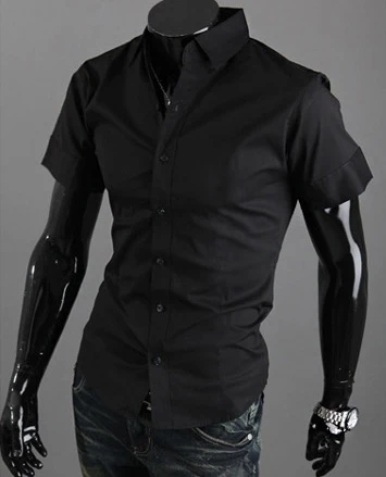 

The new 2014 summer fashion boutique man short sleeve shirt / Men's dress leisure pure color lapel shirt /casual men shirts