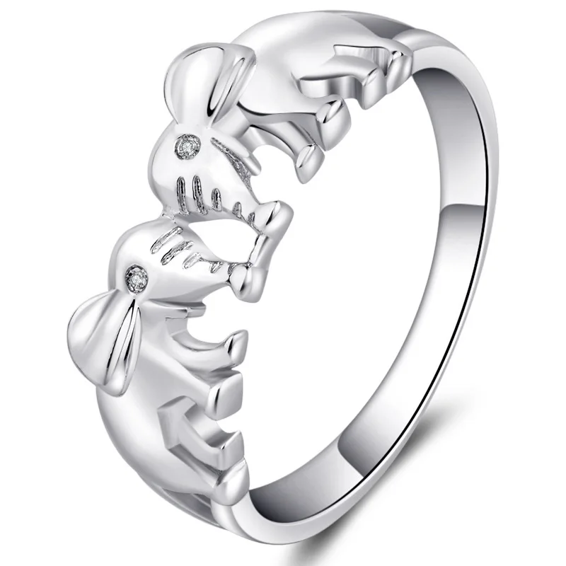 Hainon золотой цвет счастливое 3D кольцо со слоном романтическое циркониевое для