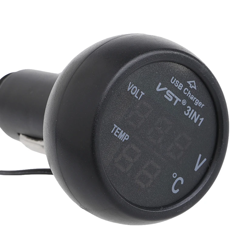 3 в 1 Авто Цифровой светодиодный термометр USB Автомобильное зарядное устройство