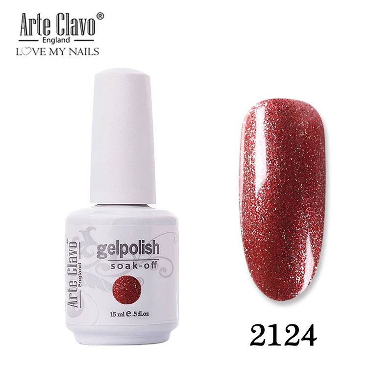 

Arte Clavo 15ml UV Gel Nail Polish Rose Gold Glitter Sequins Soak Off UV Gel Varnish 131 Colors Nail Gel Polish Nail Art Laquer