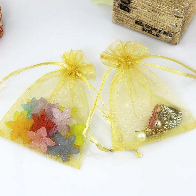 5x7cm Gold Organza Bags Promotional Gifts Customized Logo Custom Gift Saquinho De 100pcs/lot | Украшения и аксессуары