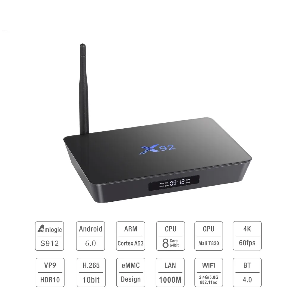 X92 2 ГБ/3 Гб 16 Гб/32 ГБ Android 7 1 ТВ приставка Amlogic S912 Восьмиядерный KD16.1 4/5 ГГц Wifi 4K смарт