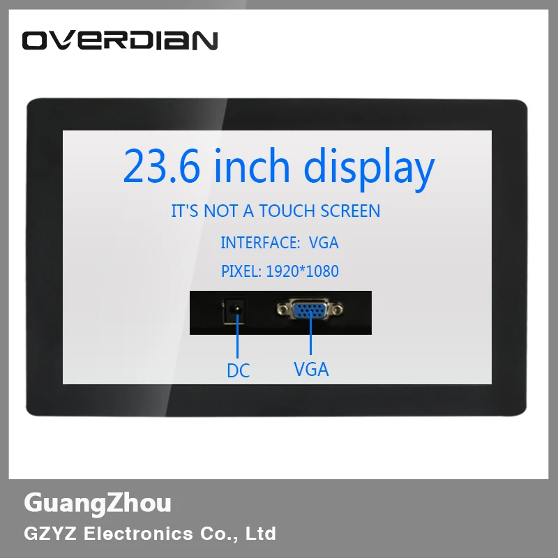 

23,6 "/23,6 дюймов для просмотране сенсорный индустриальный lcd монитор/Дисплей VGA Интерфейс металлическая пряжка раковина Установка 16:9