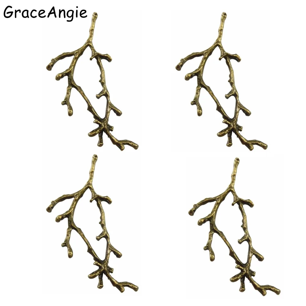 

100pcs/pack Creative Alloy Necklace Pendant Vintage Antique Bronze Branches Handmade Craft Jewelry Making Finding 52*35mm