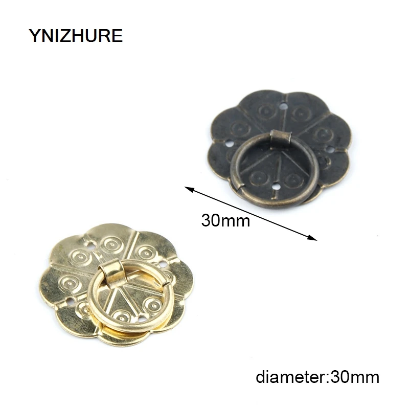 30PCS 30mm Iron handles Thin skin Tea Caddy Pots Hand pull Hardware gadgets Plum shape Gold Green bronze | Обустройство дома