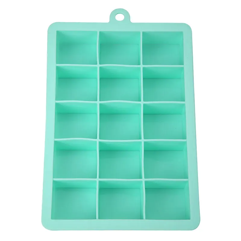 Light Green 15 решеток, большой кубик льда, лоток для льда, силикагель, квадратная форма, сделай сам, форма для льда, аксессуары для кухонного бара, 5 цветов - Цвет: Light Green