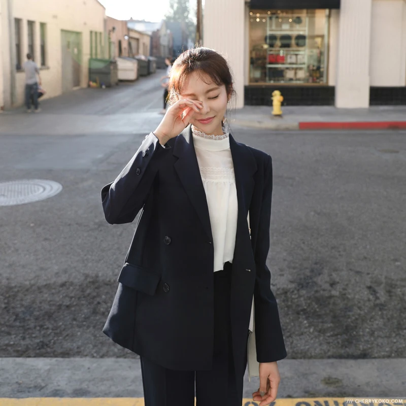 Высококачественный модный простой костюм 2019 осенне зимний однотонный Новый