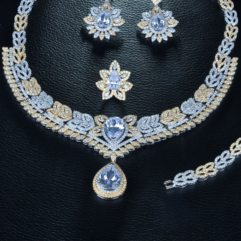 Be 8 High Quality Water Drop Shape Wedding Jewelry Set Sparkling Zirconia Bridal Accessory Hotsale 4PCS for Lady Marry S264 | Украшения и